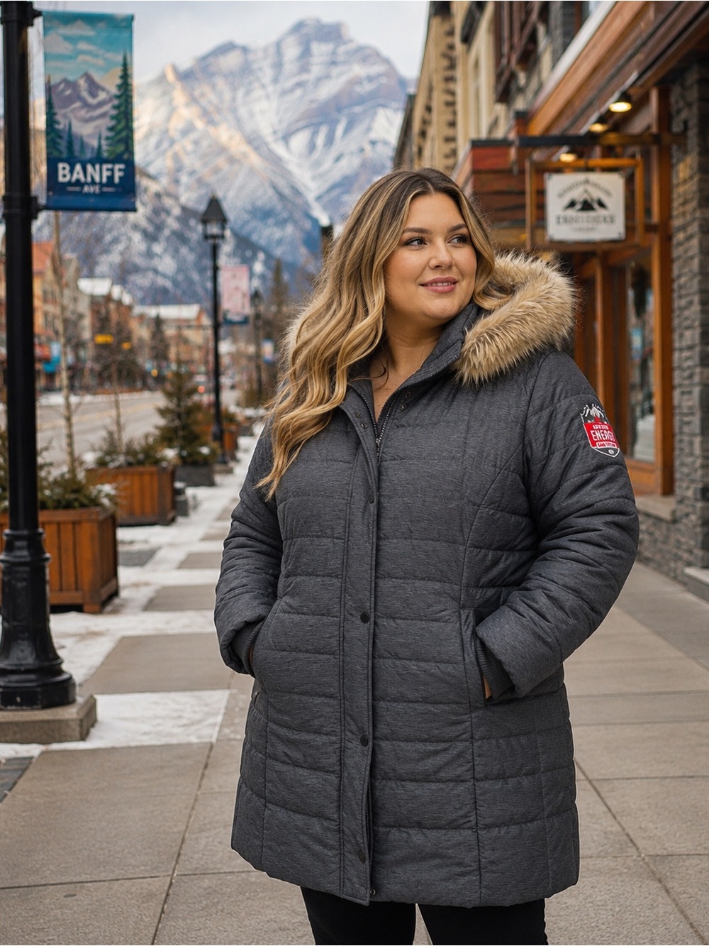 Denver Hayes Charcoal Quilted Long Puffer Coat with Hood